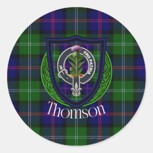 Thomson Schotse Clan Tartan & Wapen Ronde Sticker