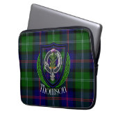 Thomson Scottish Clan Tartan and Crest Laptop Sleeve (Voorkant Links)
