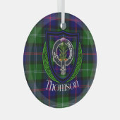 Thomson Scottish Clan Tartan & Crest Glas Ornament (Voorkant Rechts)