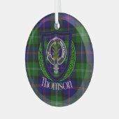 Thomson Scottish Clan Tartan & Crest Glas Ornament (Voorkant links)