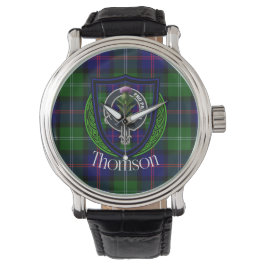 Thomson Scottish Clan Tartan & Crest Horloge
