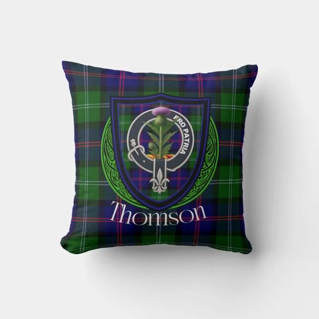 Thomson Scottish Clan Tartan & Crest Kussen (Voorkant)