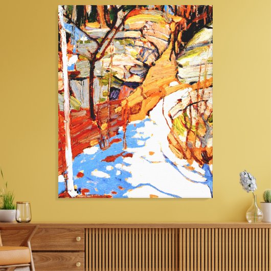 Thomson - Snow en Rocks, Canvas Afdruk (Insitu (Woonkamer))