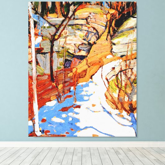 Thomson - Snow en Rocks, Canvas Afdruk (Insitu (Houten vloer))