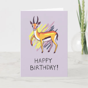 Thomson's Gazelle Drawing Fun Happy Birthday Card Kaart