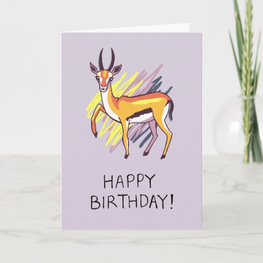 Thomson's Gazelle Tekening Fun Happy Birthday Kaar Kaart (Voorkant)