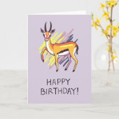 Thomson's Gazelle Tekening Fun Happy Birthday Kaar Kaart (Gele Bloem)