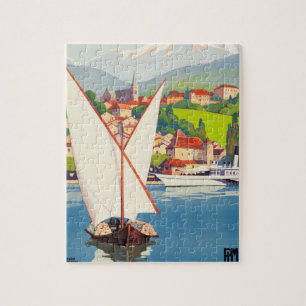 Thonon Bains French Travel Europe Art Illustratie Legpuzzel