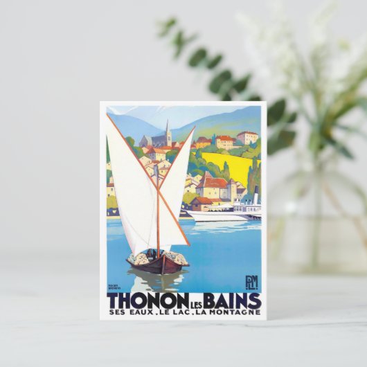 Thonon Les Bains France vintage Briefkaart (Staand voorkant)