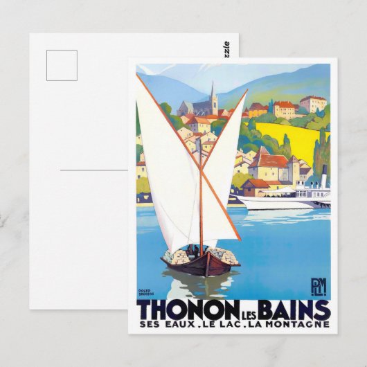 Thonon Les Bains France vintage Briefkaart (Voorkant / Achterkant)