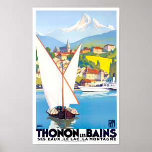 Thonon Les Bains France vintage Poster