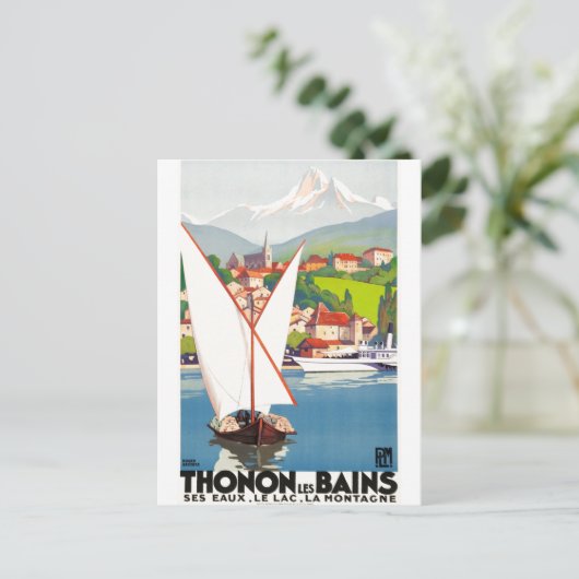 Thonon Les Bains Franse Reisreclame Briefkaart (Staand voorkant)