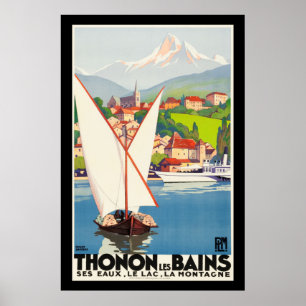 Thonon Les Bains French Travel Europe Poster
