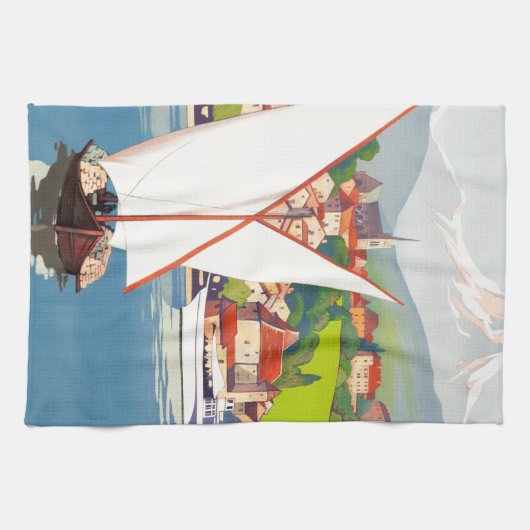 Thonon Les Bains French Travel Europe Theedoek (Horizontaal)