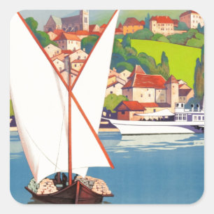 Thonon Les Bains French Travel Europe Vierkante Sticker