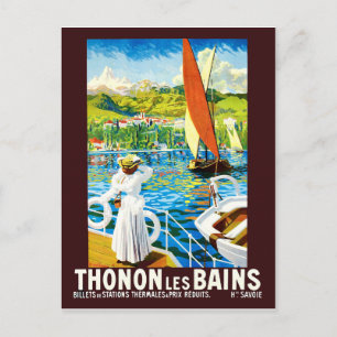 Thonon, Les Bains, vrouw op jacht, Frankrijk Briefkaart