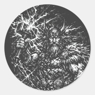 Thor — door storm geteisterde god van de donder ronde sticker