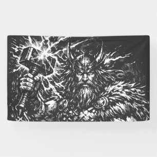Thor — door storm geteisterde god van de donder spandoek