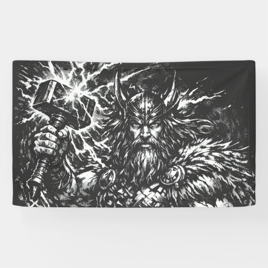 Thor — door storm geteisterde god van de donder spandoek (Horizontaal)
