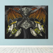 Thor Hammer van de Goden Gitaren Canvas Afdruk (Insitu (Houten vloer))