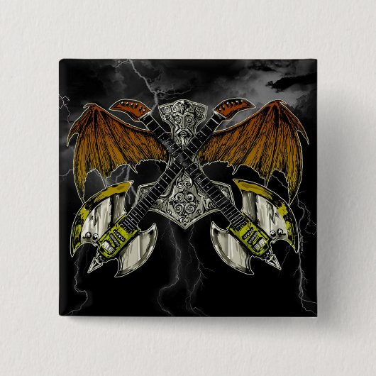 Thor Hammer van de Gods Guitars Vierkante Button 5,1 Cm (Voorkant)