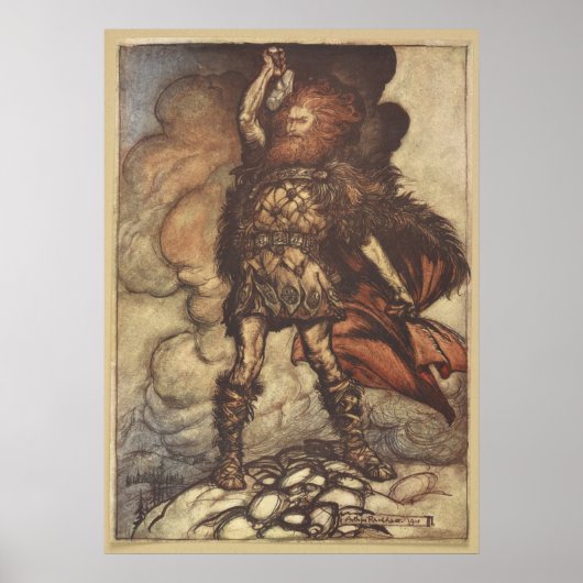 Thor steekt zijn hamer Arthur Rackham op Poster (Voorkant)