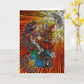 Thor vs. Jörmungandr Wenskaart Kaart (Gele Bloem)