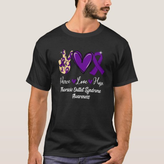 Thoracic Outlet Syndrome TOS Peace Love Hope Purpl T-shirt (Voorkant)