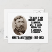 Thoreau Lead Quiet Lives Desperation Resignation Briefkaart (Voorkant / Achterkant)