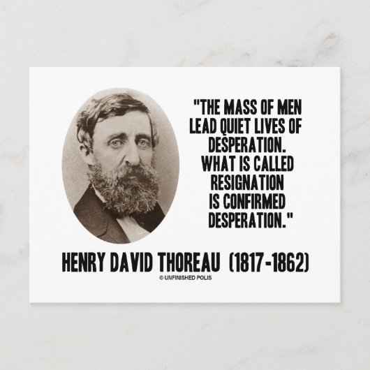 Thoreau Lead Quiet Lives Desperation Resignation Briefkaart (Voorkant)