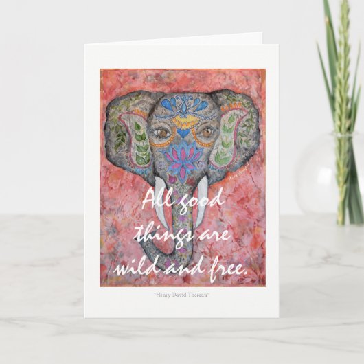 Thoreau Poetry Painted Elephant Art Wenskaart Kaart (Voorkant)