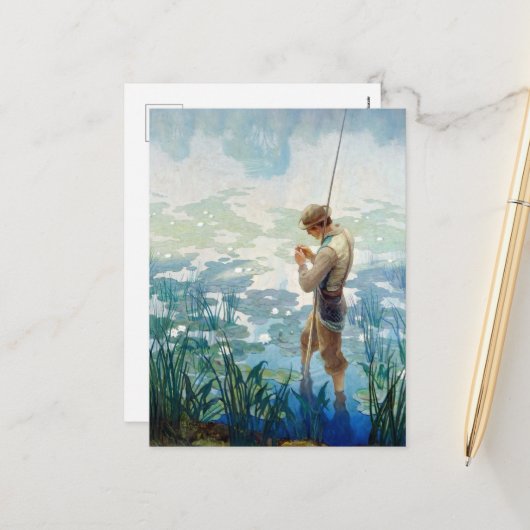 Thoreau Vist bij Walden Pond door N.C. Wyeth Feestdagenkaart (Voorkant / Achterkant in situ)