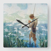 Thoreau Vist bij Walden Pond door N.C. Wyeth Vierkante Klok (Voorkant)