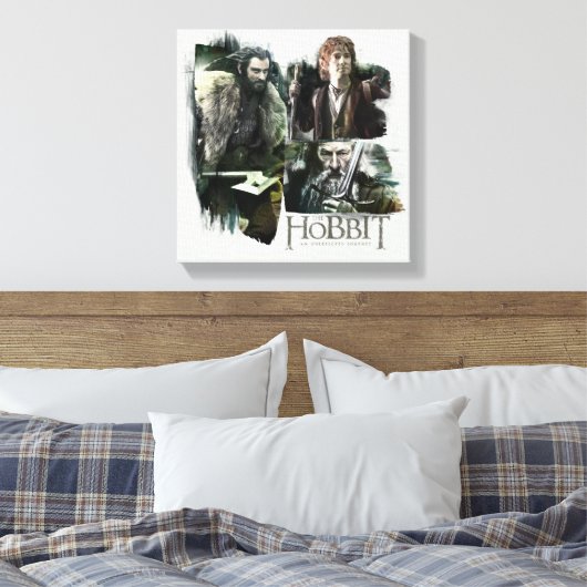 THORIN OAKENSHIELD™, BILBO BAGGINS™ & Gandalf Art Canvas Afdruk (Insitu (Slaapkamer))