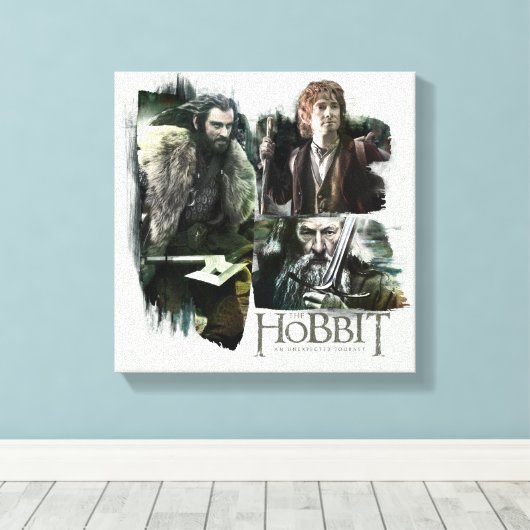 THORIN OAKENSHIELD™, BILBO BAGGINS™ & Gandalf Art Canvas Afdruk (Insitu (Houten vloer))