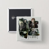 THORIN OAKENSHIELD™, BILBO BAGGINS™ & Gandalf Art Vierkante Button 5,1 Cm (Voorkant /achterkant)