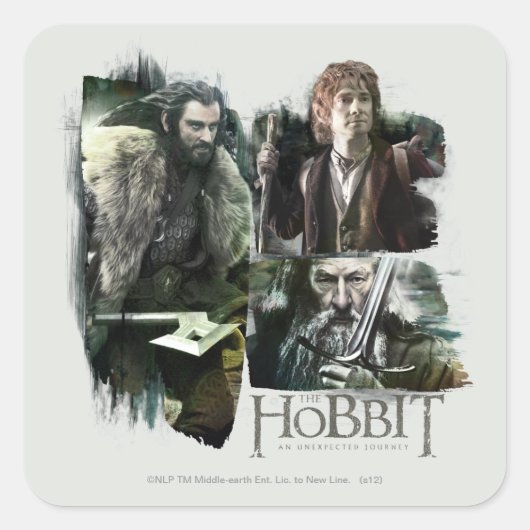 THORIN OAKENSHIELD™, BILBO BAGGINS™ & Gandalf Art Vierkante Sticker (Voorkant)