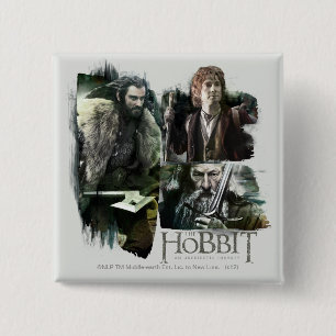 THORIN OAKENSHIELD™, BILBO BAGGINS™ & Gandalf  Vierkante Button 5,1 Cm