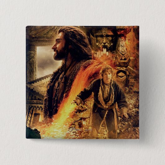 THORIN OAKENSHIELD™ en BILBO BAGGINS™ in Erebor Vierkante Button 5,1 Cm (Voorkant)