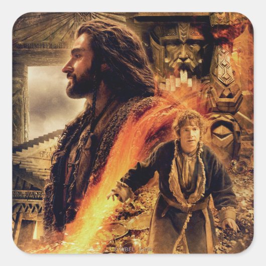 THORIN OAKENSHIELD™ en BILBO BAGGINS™ in Erebor Vierkante Sticker (Voorkant)