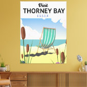 Thorney Bay, Essex Seaside-reisposter Canvas Afdruk (Insitu (Woonkamer))