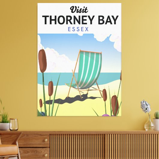 Thorney Bay, Essex Seaside-reisposter Canvas Afdruk (Insitu (Woonkamer))