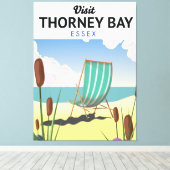 Thorney Bay, Essex Seaside-reisposter Canvas Afdruk (Insitu (Houten vloer))