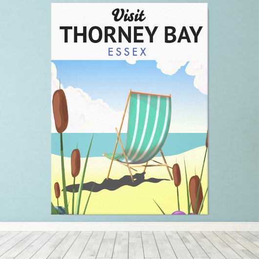 Thorney Bay, Essex Seaside-reisposter Canvas Afdruk (Insitu (Houten vloer))