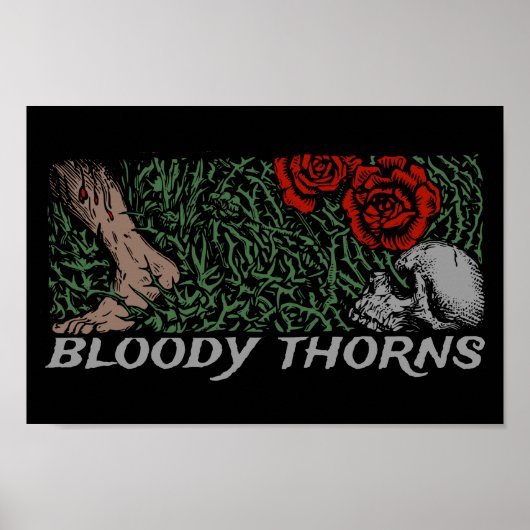 Thorns Rozen van de schedel medieval gekleurd Poster (Voorkant)