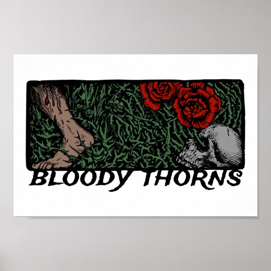 Thorns Rozen van de schedel medieval gekleurd Poster (Voorkant)