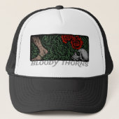 Thorns Rozen van de schedel medieval gekleurd Trucker Pet (Voorkant)