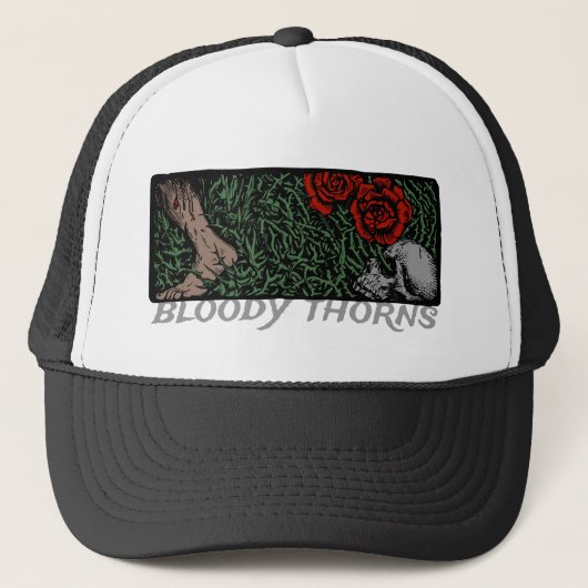 Thorns Rozen van de schedel medieval gekleurd Trucker Pet (Voorkant)