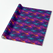 Thorny Neon Vines - Cosmic Bramble Pattern Cadeaupapier (Uitgerold)
