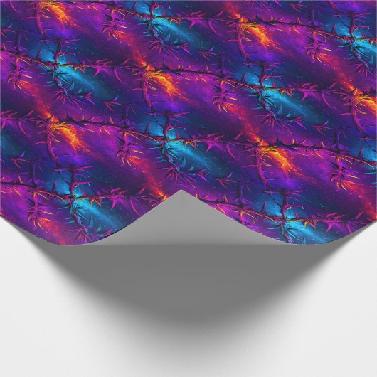 Thorny Neon Vines - Cosmic Bramble Pattern Cadeaupapier (Hoek)